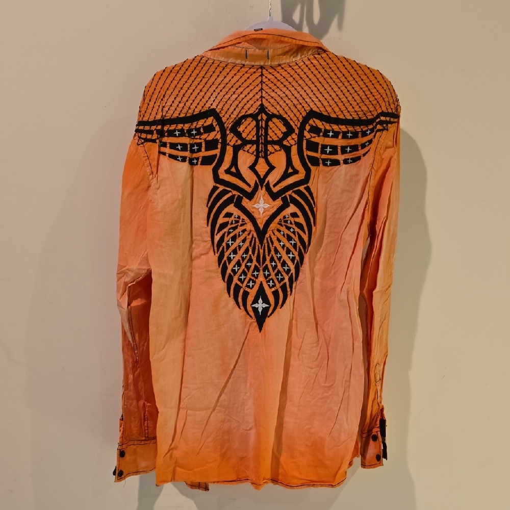 Roar Orange and Black Casual Button Down Shirt